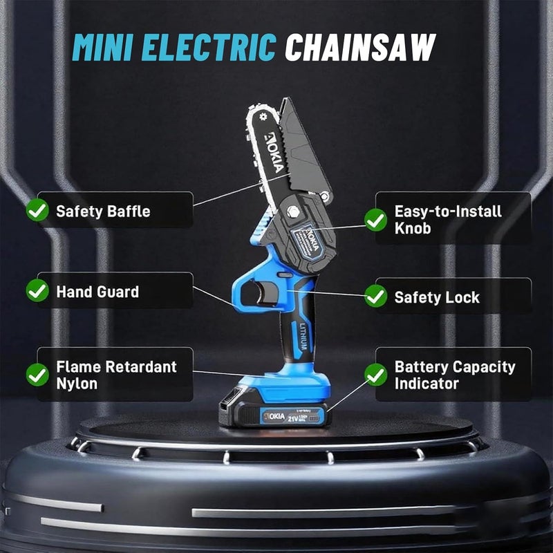 Aokia Mini Chainsaw Cordless with Battery Charger Handheld Electric Chainsaw for Tree Pruning Branch Cutting Garden Yard Wood Cutting 30 Min Runtime Lightweight Safe - Image 3